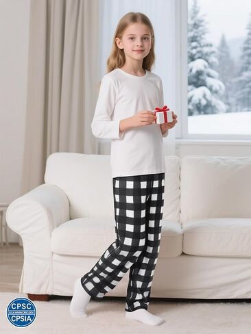 IHU 3 Pack Girls Pajama Pants Micro Fleece Soft PJ Bottoms for Kids Cute Print Lounge Sleep Clothes with Pockets in Kuwait