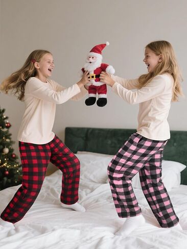 IHU 3 Pack Girls Pajama Pants Micro Fleece Soft PJ Bottoms for Kids Cute Print Lounge Sleep Clothes with Pockets in Kuwait