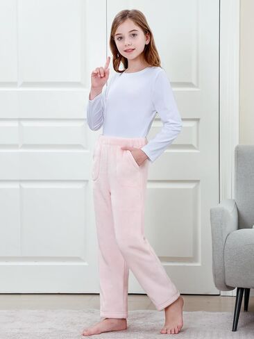 Umeyda Girls & Women Pajamas Pants Soft Fleece Fuzzy Plush Lounge PJ مع جيوب للأطفال ، 6 سنوات-XL in Saudi Arabia