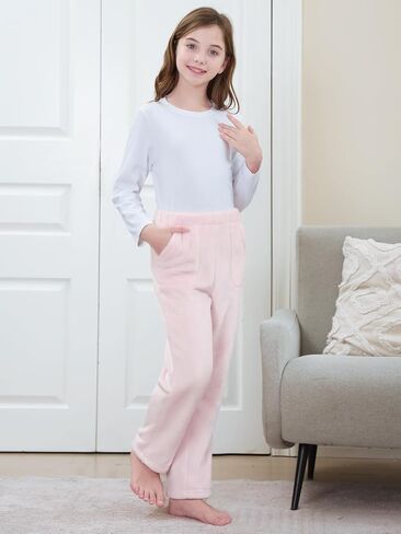 Umeyda Girls & Women Pajamas Pants Soft Fleece Fuzzy Plush Lounge PJ مع جيوب للأطفال ، 6 سنوات-XL in Saudi Arabia