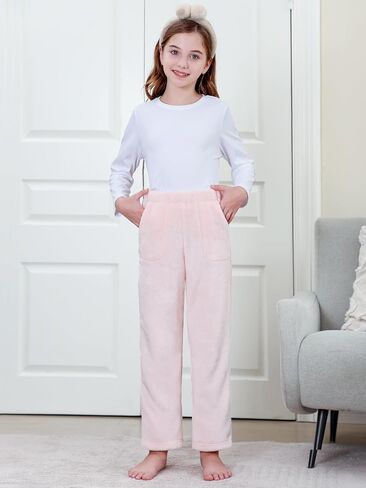 Umeyda Girls & Women Pajamas Pants Soft Fleece Fuzzy Plush Lounge PJ مع جيوب للأطفال ، 6 سنوات-XL in Saudi Arabia