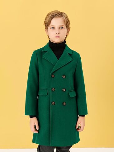 معاطف فستان للأولاد من هالومونينغ، معطف واق من المطر مزدوج الصدر، معطف شتوي مع جيوب، للأعمار من 5 إلى 14 عامًا in Kuwait