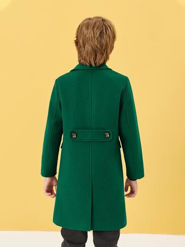 معاطف فستان للأولاد من هالومونينغ، معطف واق من المطر مزدوج الصدر، معطف شتوي مع جيوب، للأعمار من 5 إلى 14 عامًا in Kuwait