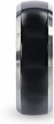Mens Black Titanium Domed Wedding Ring - راحة مصقولة ملائمة - واسعة 8 مم - الاسم: سالين in Saudi Arabia