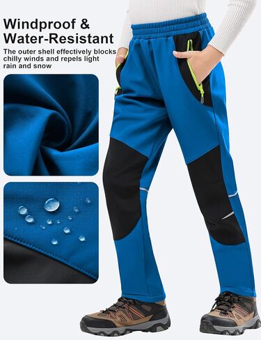 Kids Snow Pants Boys Waterproof Insulated Hiking Pants Youth Winter Warm Fleece Lined Ski Snowpants in Saudi Arabia
