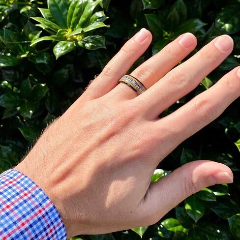 BW James Jewelers “The Space Cowboy" Black Ceramic Men's Wedding Band with Kentucky Bourbon Barrel, Guitar String & Meteorite Inlay – Unique Wedding Bands, Engagement & Promise Ring Sizes 8-14 in Saudi Arabia