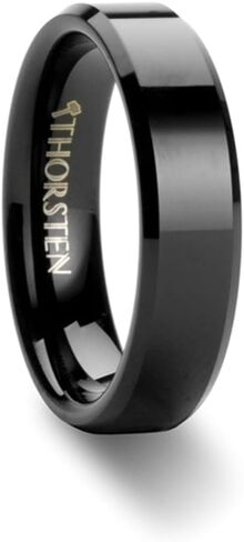 Roy Rose Jewelry Mens Tungsten Black Wedding Ring - FIT Beveled Comfor in Saudi Arabia
