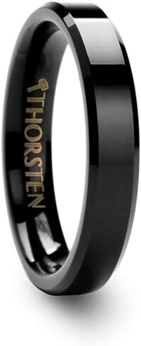Roy Rose Jewelry Mens Tungsten Black Wedding Ring - FIT Beveled Comfor in Kuwait
