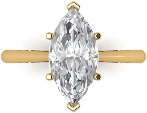 2.5 Ct Brilliant Marquise Cut VVS1 Clear Simulated Diamond 14K Yellow Gold Solitaire Dainty Everlasting Statement Ring in Saudi Arabia