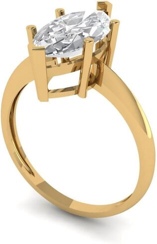 2.5 Ct Brilliant Marquise Cut VVS1 Clear Simulated Diamond 14K Yellow Gold Solitaire Dainty Everlasting Statement Ring in Saudi Arabia