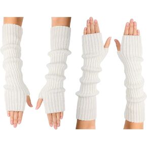 Arm Warmers - 2 Pairs Women's Long Fingerless Gloves Fashion Stretch Knit Arm Sleeves for Women Thumb Hole Stretchy Gloves in Kuwait