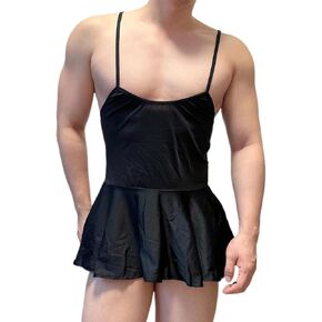 Abafip Men's Mini Mini Dress Frick Spaghetti Scoop U Neck Backless Nightwear Sissy Lingerie Nightdress in Kuwait