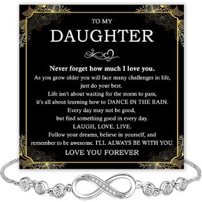 To My Daughter – Forever Connected Infinity Bracelet from Dad with Loving Message in Elegant Gift Box, Meaningful Gift for Daughter on Birthday, Christmas or Wedding, Cubic Zirconia Jewelry in Saudi Arabia