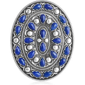American West Jewelry Sterling Silver Lapis Cluster Gemstone Oval Pendant Enhancer in Saudi Arabia