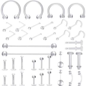 التجنيب الثقب الواضح للرياضة الجراحية - أزرار الأنف الصافية ، حلقات ، أقراط مجوهرات ثقب الشفاه البلاستيكية ، العمودي العمودي ، خدم الغضروف الطبية/الرياضة آمنة بيوفلكس الصناعية للنساء الرجال in Kuwait