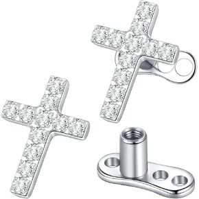 Xpircn Titanium 14G Micro Dermal Anchor Tops Crystal Top Dermal Piercings Surface Skin Piercing Body Jewelry in Kuwait