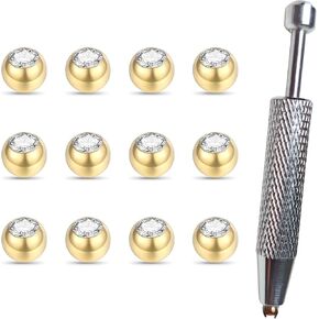 Gold Replacement Piercing Balls 16G 3mm Compatible for Externally Threaded Septum,Ear, Labret Piercings and Piercing Ball Grabber Tool,12 Pieces in Saudi Arabia