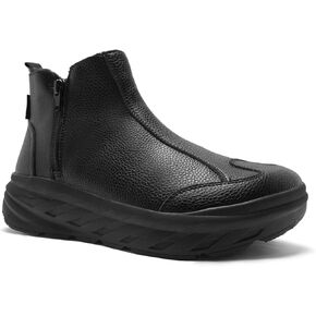 Men's Orthopedic Diabetic Winter Boots: Wide Toe Box Comfortable Arch Support Plantar Fasciitis Leather Dress Oxfords Shoes, Casual Warm Walking Snow Ankle Mid Boots for Foot and Heel Pain Relief in Saudi Arabia