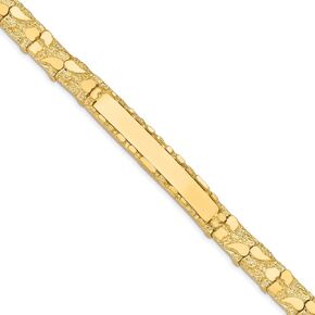 Solid 14K Yellow Gold 7mm Nugget ID Bracelet in Saudi Arabia