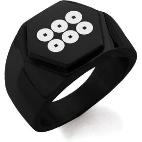 Stainless Steel Sanada Samurai Crest Hexagon Crest Flat Top Biker Style Polished Ring in Saudi Arabia
