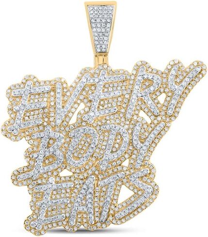 10kt Yellow Gold Mens Round Diamond Everybody Eats Charm Pendant 2 Cttw in Saudi Arabia