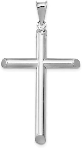 Sonia Jewels 14k White Gold Tube Cross Pendant Charm - 46mm x 24mm in Saudi Arabia