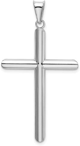 Sonia Jewels 14k White Gold Tube Cross Pendant Charm - 46mm x 24mm in Saudi Arabia
