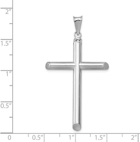 Sonia Jewels 14k White Gold Tube Cross Pendant Charm - 46mm x 24mm in Saudi Arabia