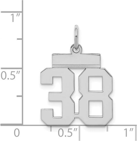 Solid 925 Sterling Silver Small Number 38 Charm Pendant - 20mm x 8mm in Saudi Arabia