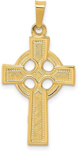 صلبة 14K الذهب الأصفر الذهب سلتيك Celtic Claddagh كروس سحر قلادة - 32 مم × 16 مم in Saudi Arabia
