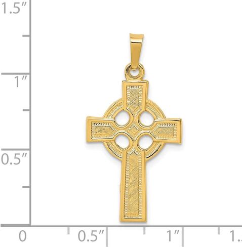 صلبة 14K الذهب الأصفر الذهب سلتيك Celtic Claddagh كروس سحر قلادة - 32 مم × 16 مم in Saudi Arabia