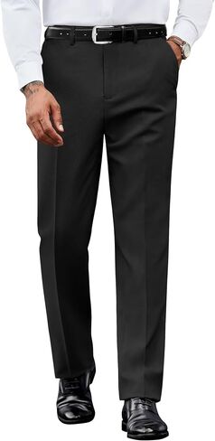 COOFANDY Mens Dress Pants Regular Fit Flat Front Pant Expandable Waist Casual Slacks in Kuwait