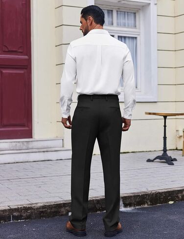 COOFANDY Mens Dress Pants Regular Fit Flat Front Pant Expandable Waist Casual Slacks in Kuwait