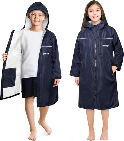 SUN CUBE Swim Parka Boy Girl, Kids Unisex Hooded Changing Robe with Sherpa Lining for Swimming, Surfing, Water Sports in Saudi Arabia