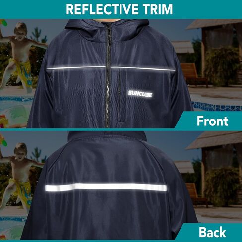 SUN CUBE Swim Parka Boy Girl, Kids Unisex Hooded Changing Robe with Sherpa Lining for Swimming, Surfing, Water Sports in Saudi Arabia