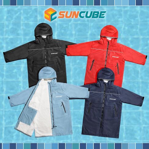 SUN CUBE Swim Parka Boy Girl, Kids Unisex Hooded Changing Robe with Sherpa Lining for Swimming, Surfing, Water Sports in Saudi Arabia