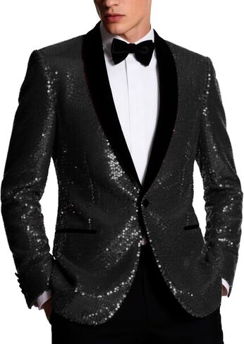 Sequin Men Blazers Slim Fit Shiny Tuxedo Suit Jackets for Prom Party Shawl Collar Mens Dinner Blazer Disco Coat in Kuwait