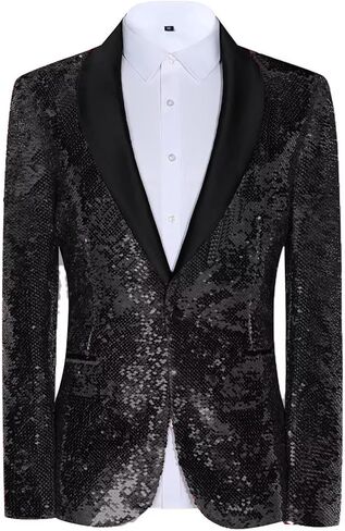 Sequin Men Blazers Slim Fit Shiny Tuxedo Suit Jackets for Prom Party Shawl Collar Mens Dinner Blazer Disco Coat in Kuwait