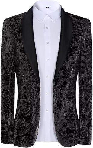 Sequin Men Blazers Slim Fit Shiny Tuxedo Suit Jackets for Prom Party Shawl Collar Mens Dinner Blazer Disco Coat in Kuwait