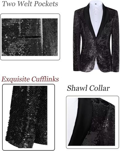 Sequin Men Blazers Slim Fit Shiny Tuxedo Suit Jackets for Prom Party Shawl Collar Mens Dinner Blazer Disco Coat in Kuwait