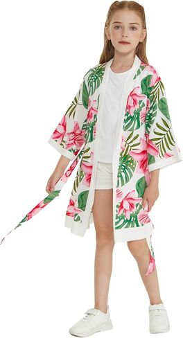 Girl Hawaiian Beach Luau Wrap Kimono Dress in Wispy Cereus Light Blue in Saudi Arabia