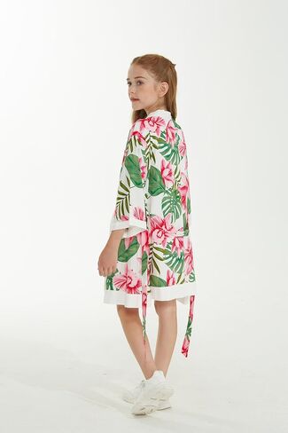 Girl Hawaiian Beach Luau Wrap Kimono Dress in Wispy Cereus Light Blue in Saudi Arabia