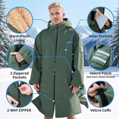 Owntop Swim Parka Kids Adult | Waterproof & Sherpa Lining | Velcro Arm Patch | Oversized Hooded Surf Poncho Changing Robe in Saudi Arabia