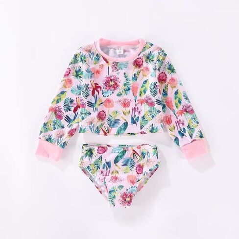 Family Matching Swimsuits Bathing Suits Mommy and Me Swimwear 2 Pieces Floral Print Bikini Set Male Shirts in Saudi Arabia