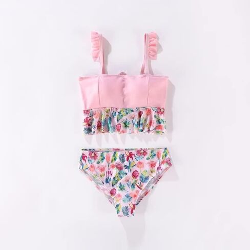Family Matching Swimsuits Bathing Suits Mommy and Me Swimwear 2 Pieces Floral Print Bikini Set Male Shirts in Saudi Arabia