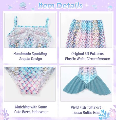 فتيات السباحة 3 قطعة بدلات الاستحمام في ثانشني مجموعة ملابس شاطئ in Kuwait