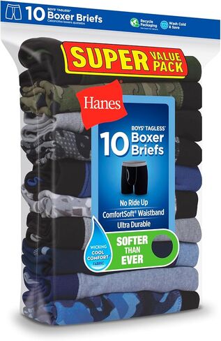 Hanes Boys and Toddler Inferwear و Comfort Flex و Comfinsoft Boxer ملخصات ، حزم متعددة متوفرة in Kuwait