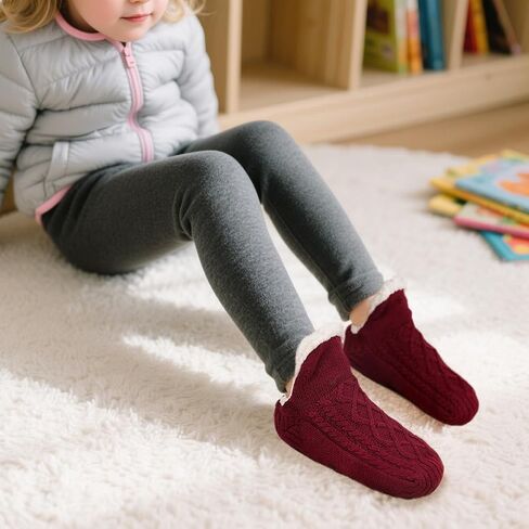 Kids Fuzzy Slipper Socks – Toddler Baby Non Slip Warm Fleece Lined Indoor Socks for Boys Girls in Saudi Arabia