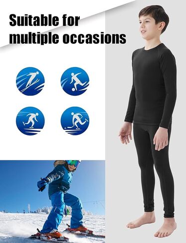 2 مجموعة من الأولاد الشباب طبقة القاعدة الحرارية الطويلة جونز ضغط طماق وقمصان الصوف ملابس داخلية مبطنة للأطفال الفتيات in Kuwait