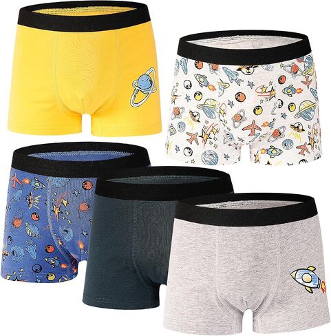 Boys Boxer Briefs 5 Pack, Kids Youth Underwear for 8-14 Years Teen Big Kids Soft Breathable Boxer Shorts Underpants in Saudi Arabia